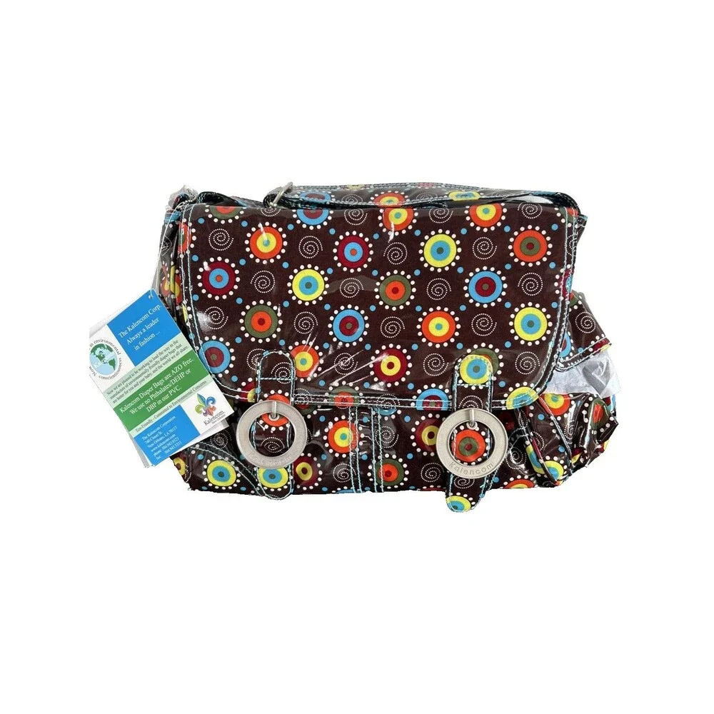 Kalencom New Orleans Coated Diaper Bag Colorful Retro Circle Dot Print NEW